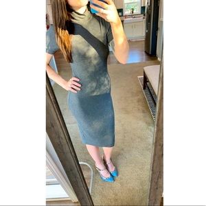 L’agence mock neck ribbed knit dress